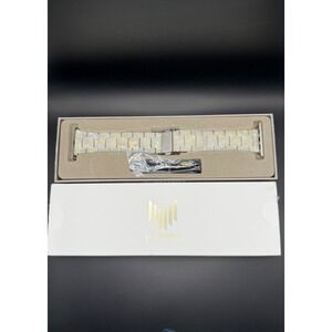 V-MORO Resin Apple Watch Band Iridescent White Opal Butterfly Clasp Strap